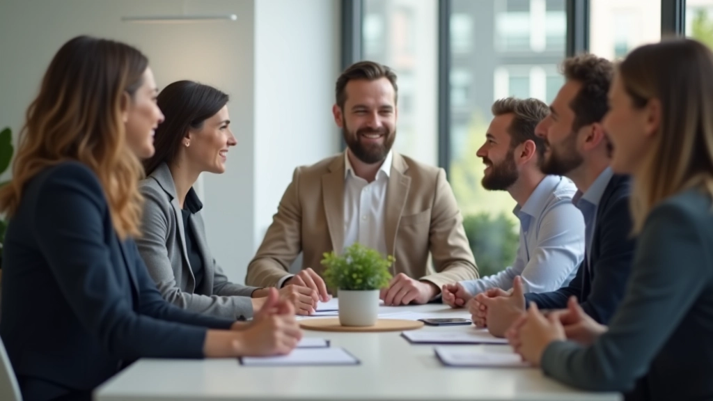 Diverse Team von Finanzberatern und Reiseblogger sitzen zusammen in einem modernen Büro und lachen