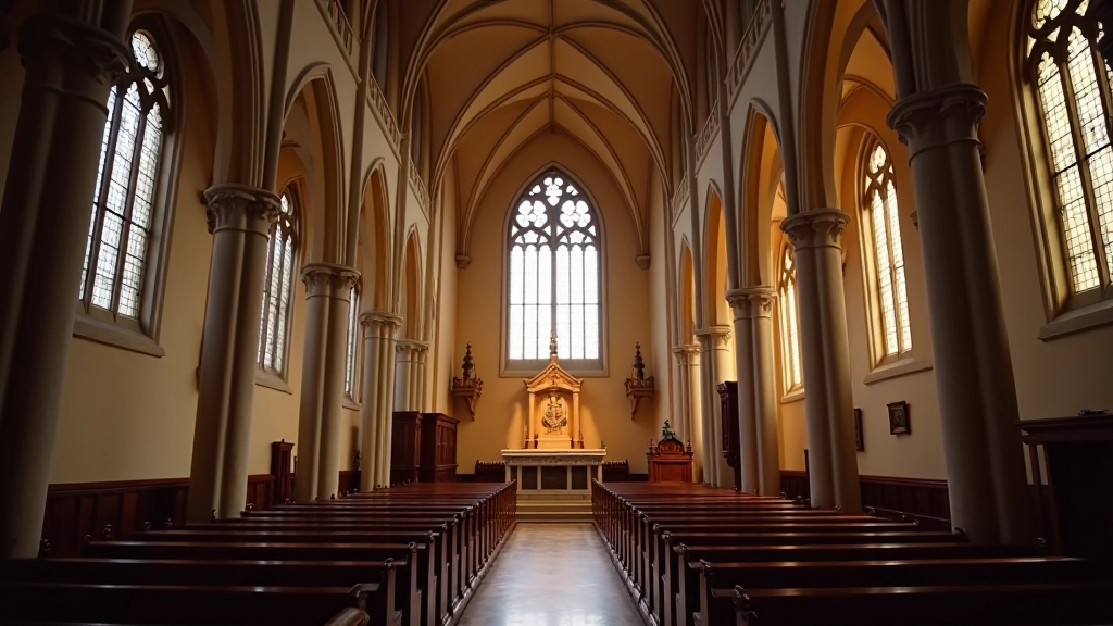 Liebfrauenkirche in Trier, gotische Architektur mit Türmen und Fenstern, Innenansicht